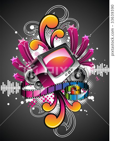 Illustration on a media and movie theme. Illustration on a media and movie theme. 33639390
