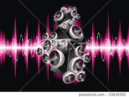 Illustration on a musical theme with speakers. 33639392