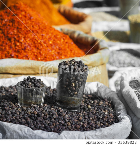 India spices at the local market at Delhi. 33639828