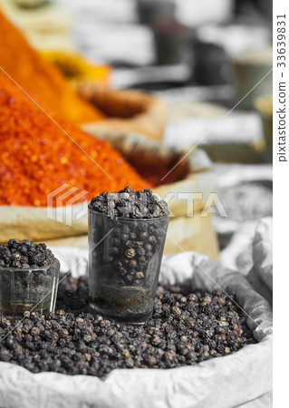 India spices at the local market at Delhi. 33639831