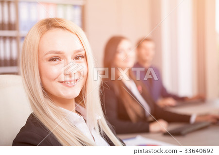 Beautiful blonde businesswoman in the office in Beautiful blonde businesswoman in the office in 33640692