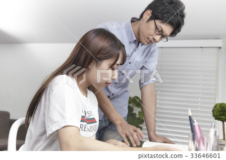 High school girl having a tutor look at study 33646601