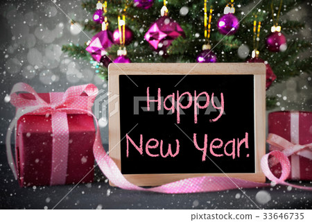 Tree With Gifts, Snowflakes, Happy New Year Tree With Gifts, Snowflakes, Happy New Year 33646735