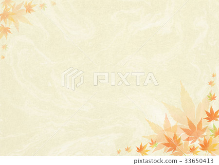 Background material _ autumn leaves (Japanese paper) yellow Background material _ autumn leaves (Japanese paper) yellow 33650413
