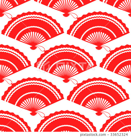 Red fan seamless pattern design 33652324