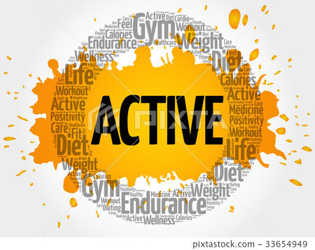 ACTIVE circle stamp word cloud 33654949