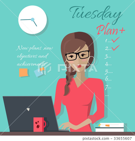 Office Lady Writing Down a Week Plan Office Lady Writing Down a Week Plan 33655607