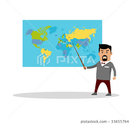 Geography Lesson Flat Design Vector Illustration. 33655764