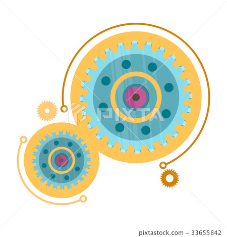 Gear Icons Web Button Isolated on White. Machinery 33655842