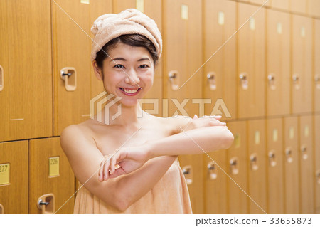 Locker room hot spring bathing break woman Locker room hot spring bathing break woman 33655873