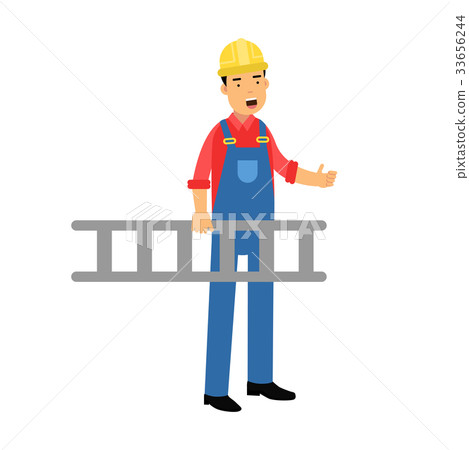 Male construction worker character carrying a 33656244