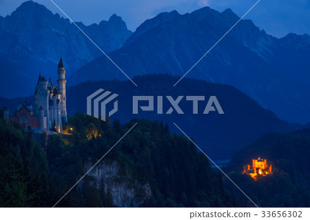 Two German Castles at Night Two German Castles at Night 33656302