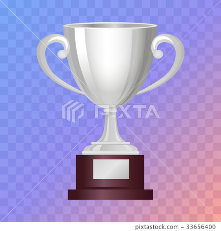 Silver Cup on Big Base with Light Blue Background 33656400