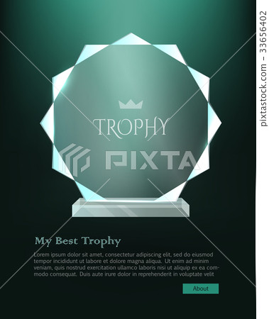 My Best Trophy. Round Glass Award with Cutters 33656402