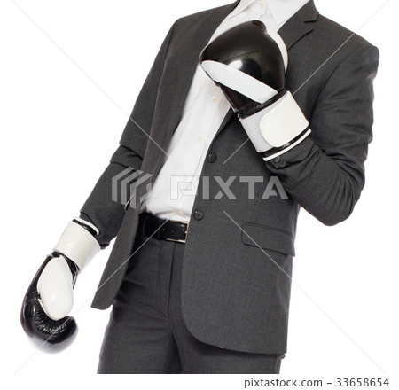 Businessman in boxing gloves 33658654