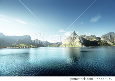 sunset in Lofoten islands, Norway sunset in Lofoten islands, Norway 33658939