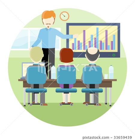 Lecturer Making a Presentation Near Whiteboard Lecturer Making a Presentation Near Whiteboard 33659439