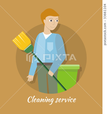 Cleaning Service Concept Vector in Flat Design - Stock Illustration ...