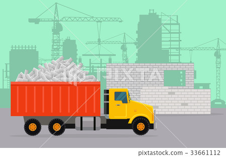 Trucking on Construction Flat Vector Concept 33661112