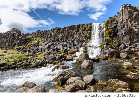 Oxararfoss waterfall, Thingvellir, Iceland Oxararfoss waterfall, Thingvellir, Iceland 33662036