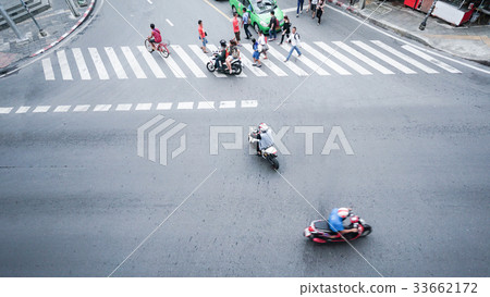 street on the top view with people are going street on the top view with people are going 33662172
