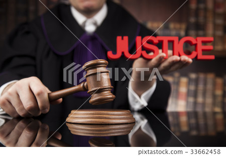 Law concept, Male judge in a courtroom  33662458