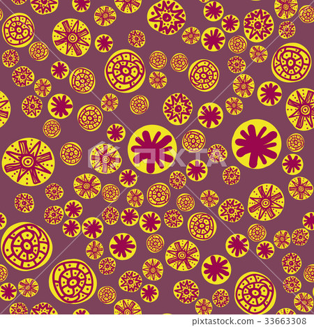 Yellow spots seamless colorful stylized stars 33663308