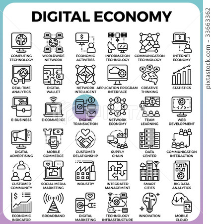 Digital economy concept icons 33663362