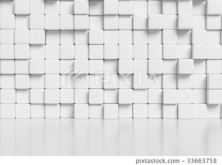 White cubes wall and glossy floor 3d background White cubes wall and glossy floor 3d background 33663758
