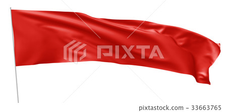 Long red flag with flagpole waving in wind Long red flag with flagpole waving in wind 33663765