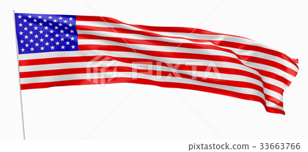Long flag of United States with flagpole Long flag of United States with flagpole 33663766