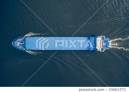 Aerial view of general cargo ship Aerial view of general cargo ship 33663771