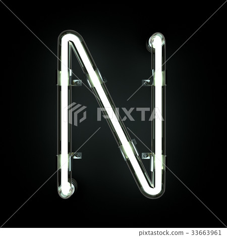 Neon Light Alphabet N. 3D illustration 33663961
