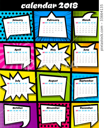 2018 calendar pop art template 2018 calendar pop art template 33664135
