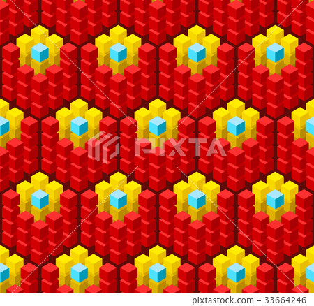 Seamless pattern with geometric cubes colorful - Stock Illustration ...
