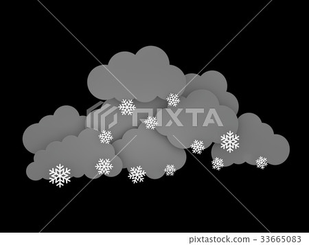 3d illustration of Snowflakes and Rainclouds on 33665083