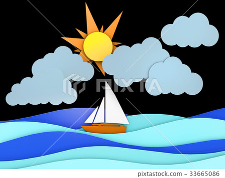 Sea, ship and cloud with separate layers in 2d Sea, ship and cloud with separate layers in 2d 33665086