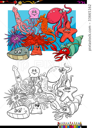 sea life animal characters coloring book sea life animal characters coloring book 33665162