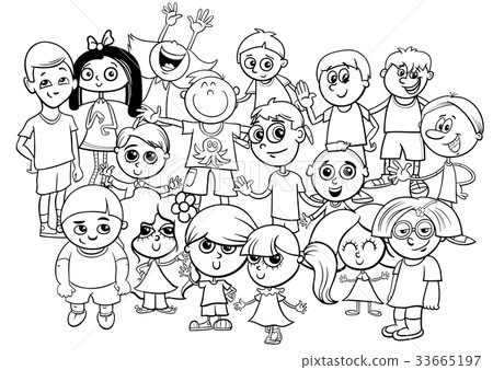 children characters group coloring book - Stock Illustration [33665197 ...