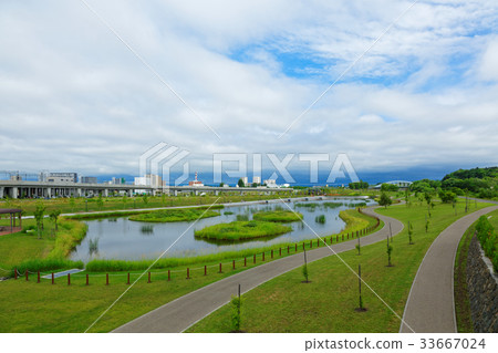 View of Asahikawa Kitasaito Garden from Kitasaitobashi in front of Asahikawa Station 33667024