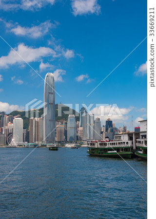 Hong Kong Skyscrapers and Star Ferry Vertical Composition Hong Kong Skyscrapers and Star Ferry Vertical Composition 33669211