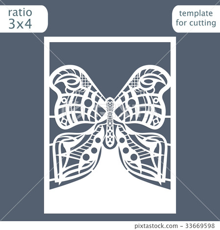 Laser cut wedding invitation card template.  33669598