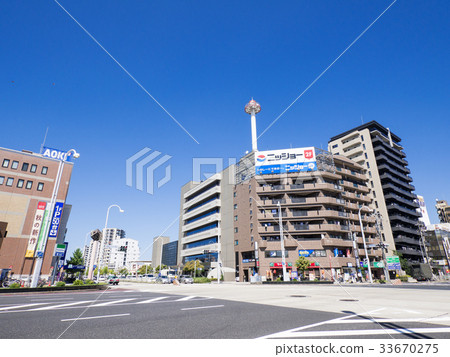 名古屋市昭和區城市風景Gokachi Dori交叉口 名古屋市昭和區城市風景Gokachi Dori交叉口 33670275