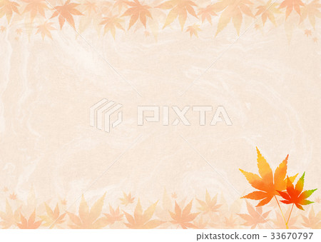 Background material _ autumn leaves (Japanese paper) orange Background material _ autumn leaves (Japanese paper) orange 33670797
