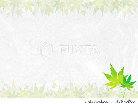 A refreshing image of early summer green maple leaves on washi paper. A refreshing image of early summer green maple leaves on washi paper. 33670800
