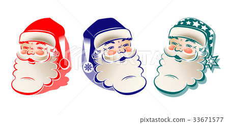 drawing, silhouette of head of Santa Claus, set 33671577