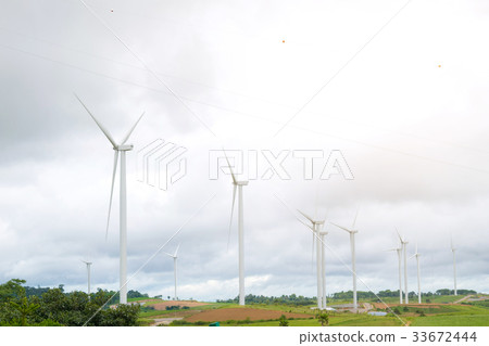 wind turbines against electrical generating clean  33672444
