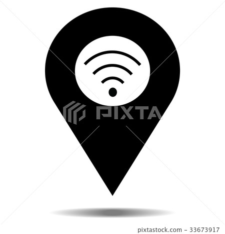 Location black icon vector with wifi or wireless  33673917