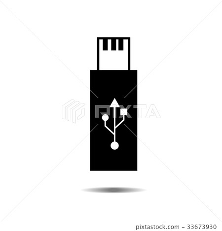 Black usb flash drive icon with symbol and shadow 33673930