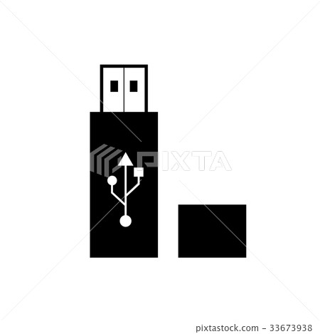 Black usb flash drive icon with symbol, vector Black usb flash drive icon with symbol, vector 33673938